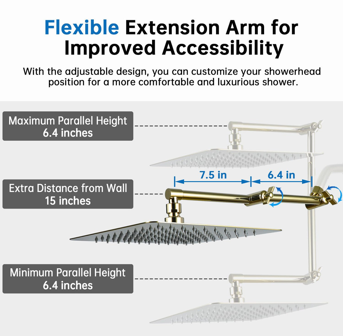 All Metal 12 Inches Rainfall Shower Head with Handheld Combo (12 Inches / Polished Brass)