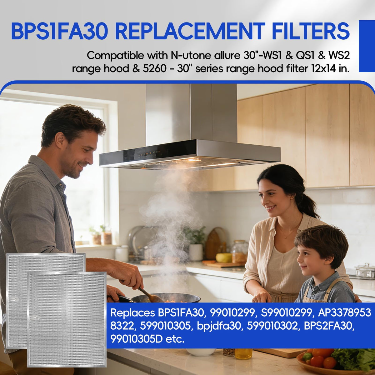 BPS1FA30 Range Hood Filter 11 (Stainless Steel Frame: 4-Pack)