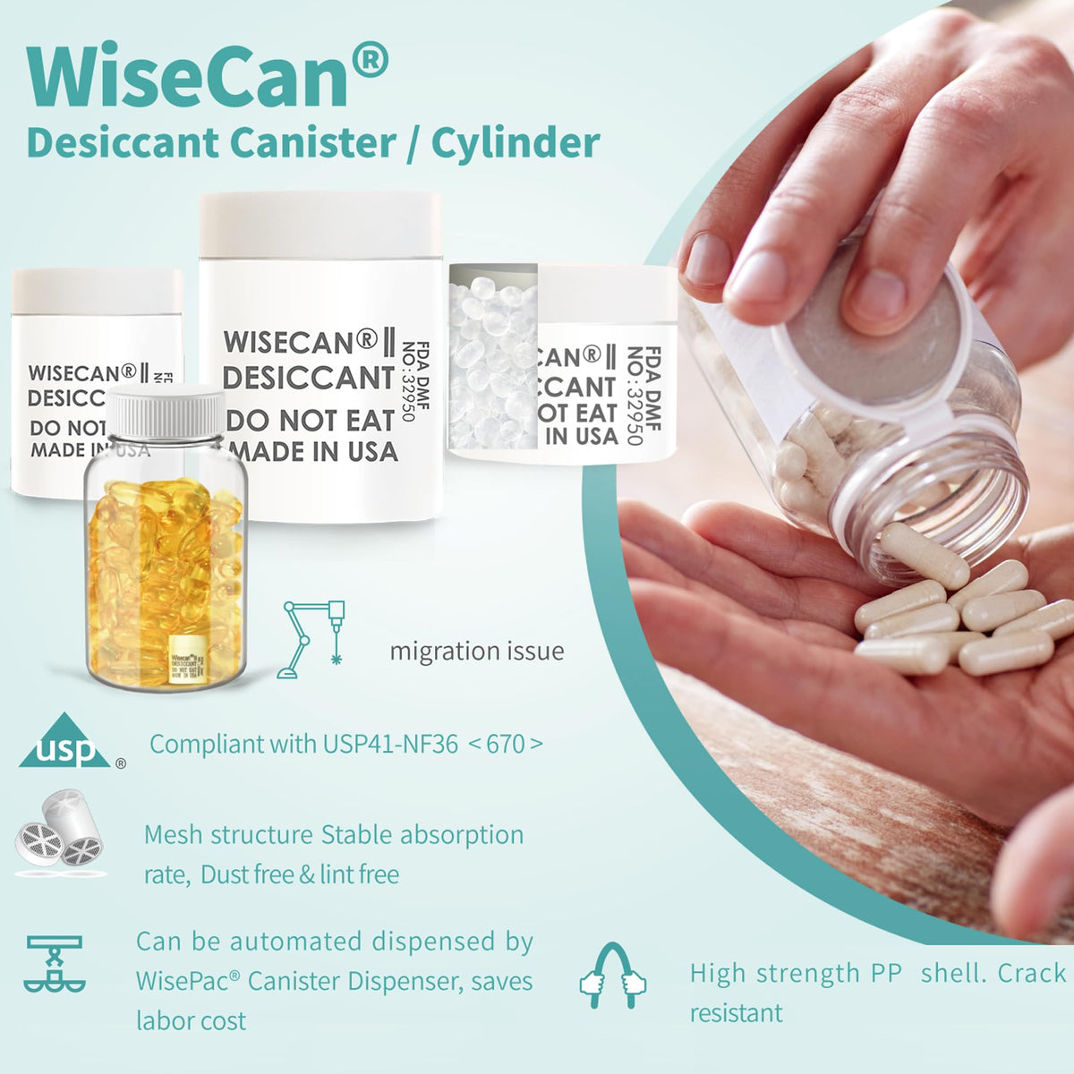 3 Gram 50 Pack Silica Gel Canister