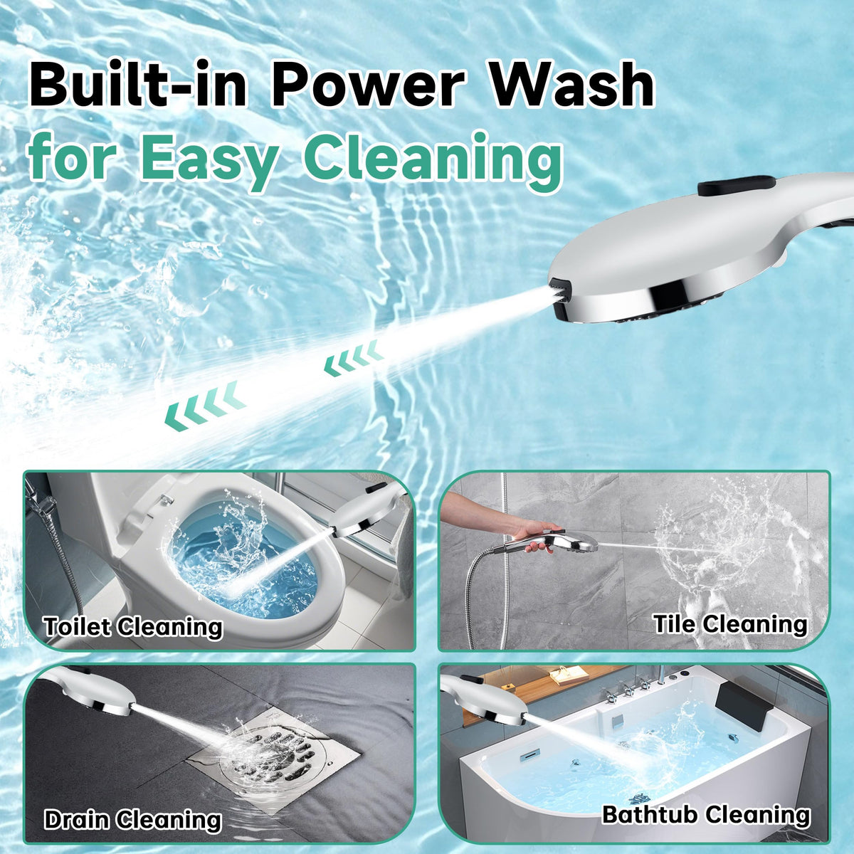 High Pressure Shower Head with Handheld (1.8 GPM | 9 Modes / Chrome)