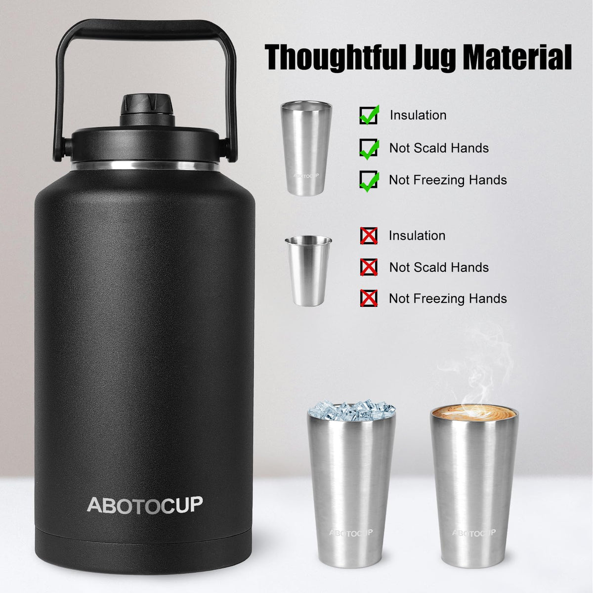 2 Gallon Water Jug with Wide Mouth (Black / 256 Ounces)