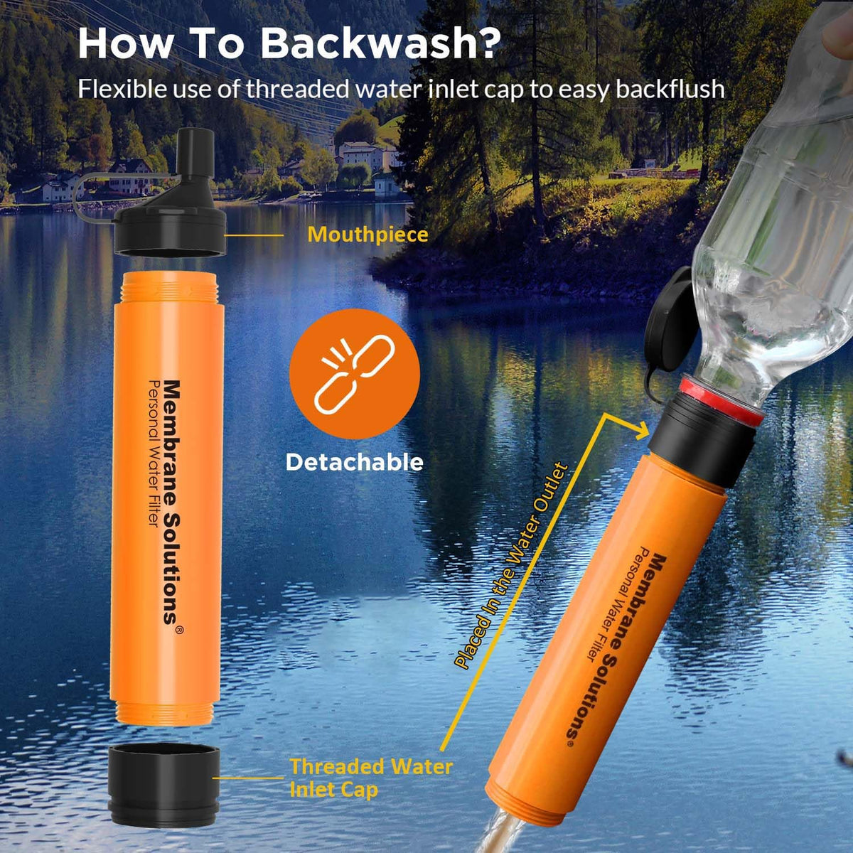 Personal Water Filter Straw S1 (1 Pack / Orange)