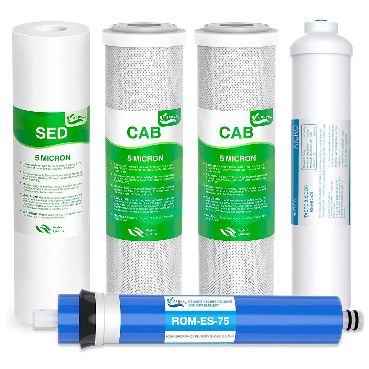 5 Stage 75 GPD RO Water Filter Set Replacement Fit for APEC Reverse Osmosis
