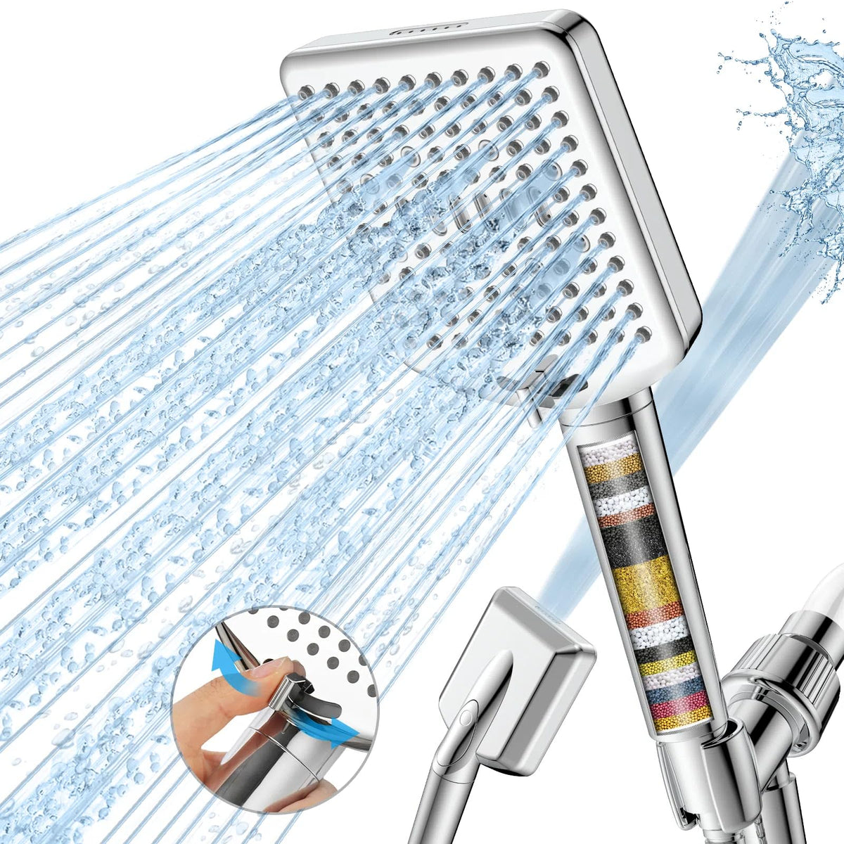 Filtered Shower Head with Handheld (Silver)