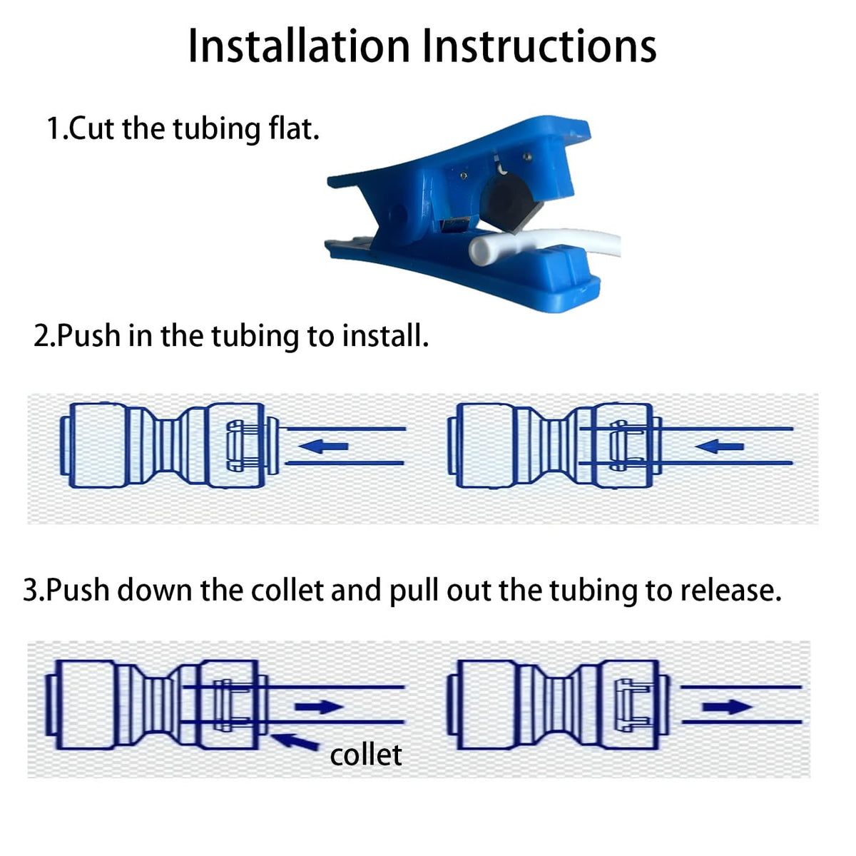 NSF 3 8" inch Water Line Tubing and Push to Connect Fittings for Reverse Osmosis Water Filter RO fittings (3/8"(11pcs+30feet))