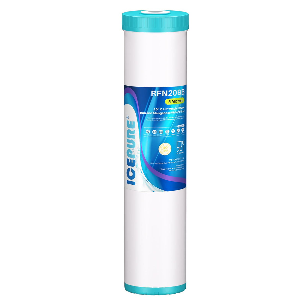 5 Micron 20" x 4.5" RFN20BB Whole House Iron & Manganese Reduce Water Filter Replacement for FM25B (Iron & Manganese Water Filter / 1 Count(Pack of 1))