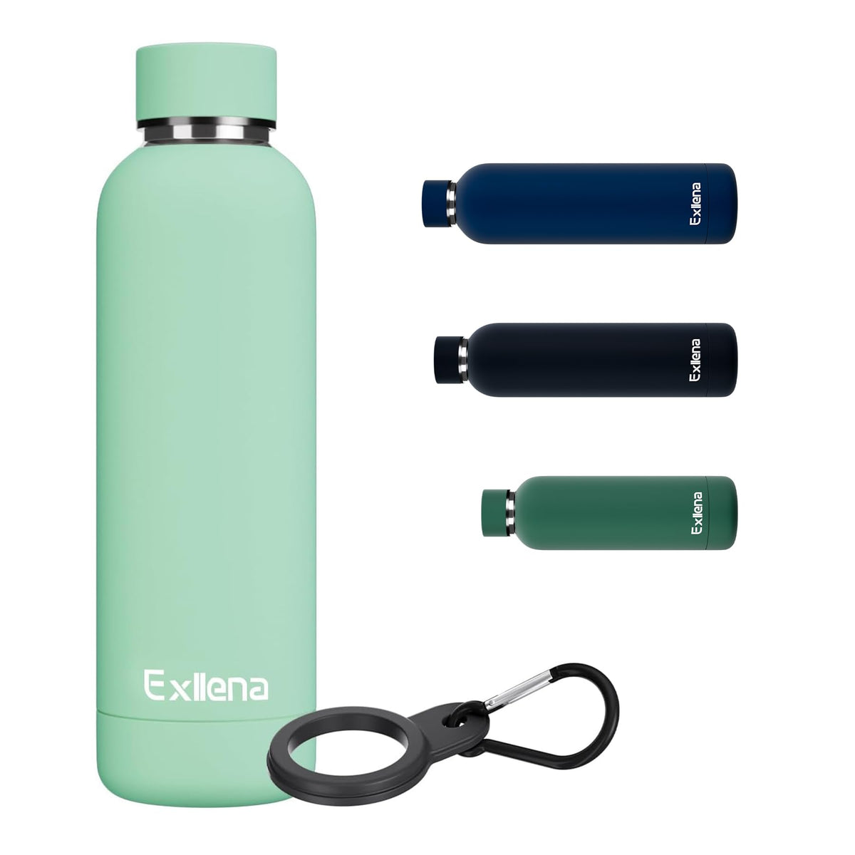 Slim Insulated Water Bottles for Travel 18oz with Clip (500 ml / Mint)
