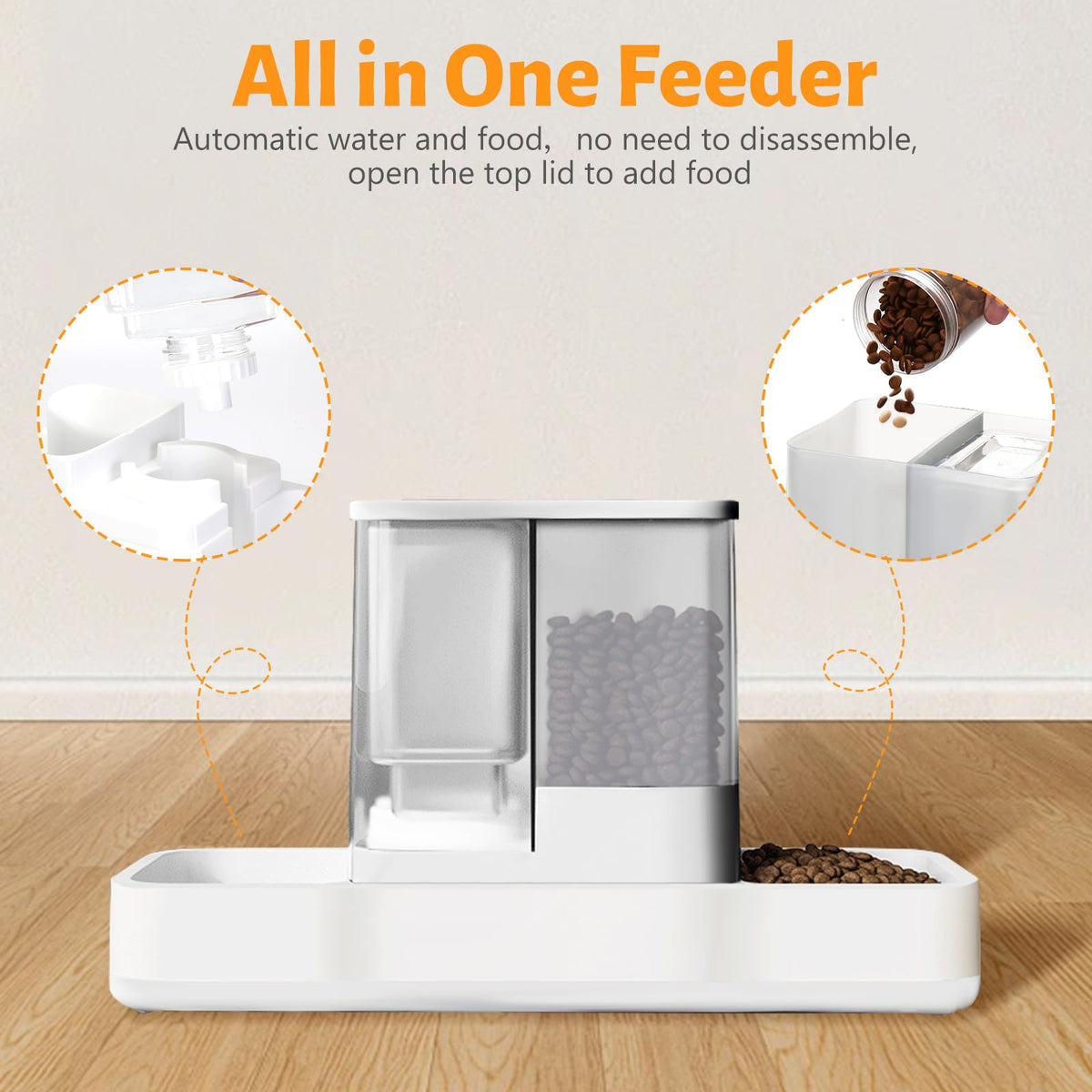 Automatic Small Pet Feeder and Water Dispenser (White)