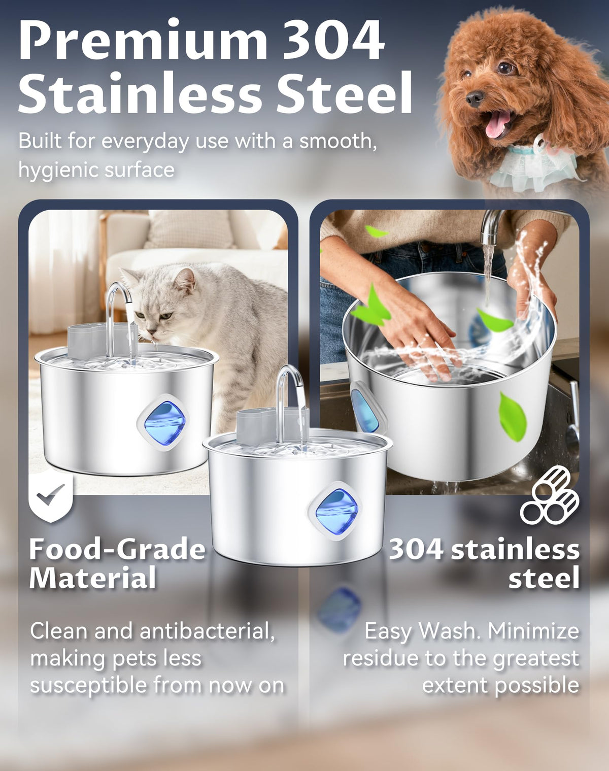 Water Bowl Cordless Dog Water Fountain with Faucet (Bowl+12Set Filter)