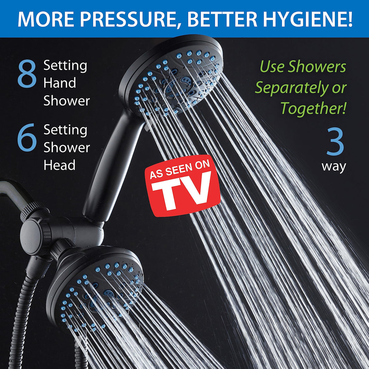 AquaCare 48 mode High Pressure 3 (4.3 Inch Rain Shower Head / Matte Black)