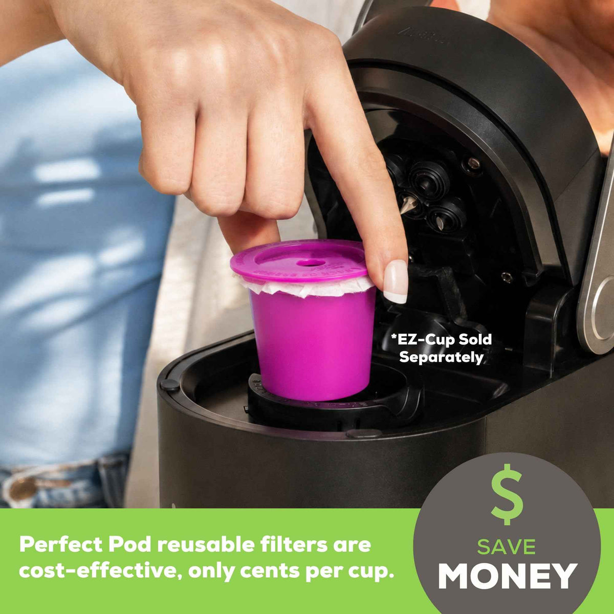 EZ Cup Paper Filters with Lid for Reusable Coffee Pods