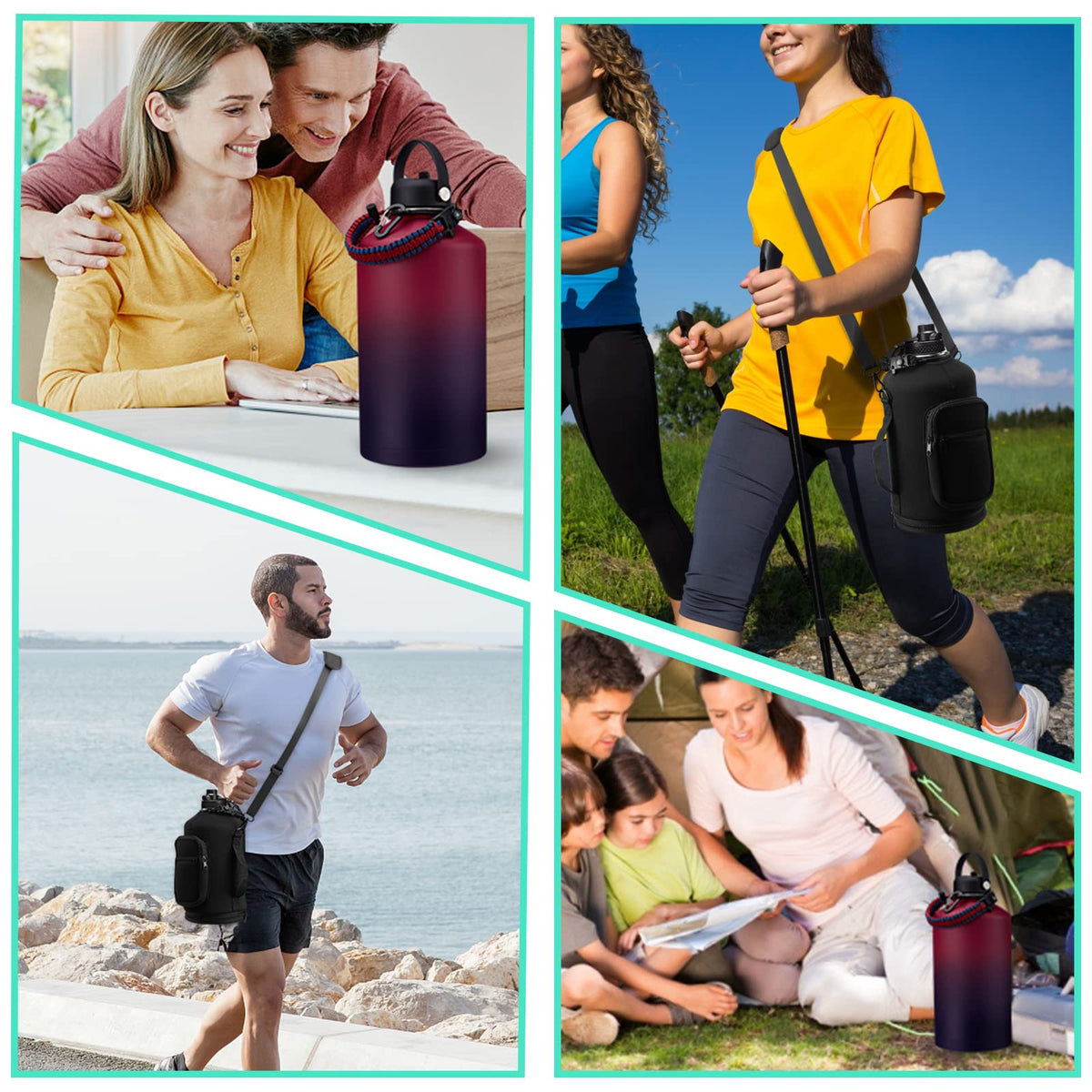1 Gallon Insulated Water Jug (Rose Purple Gradient / 128 Ounces)