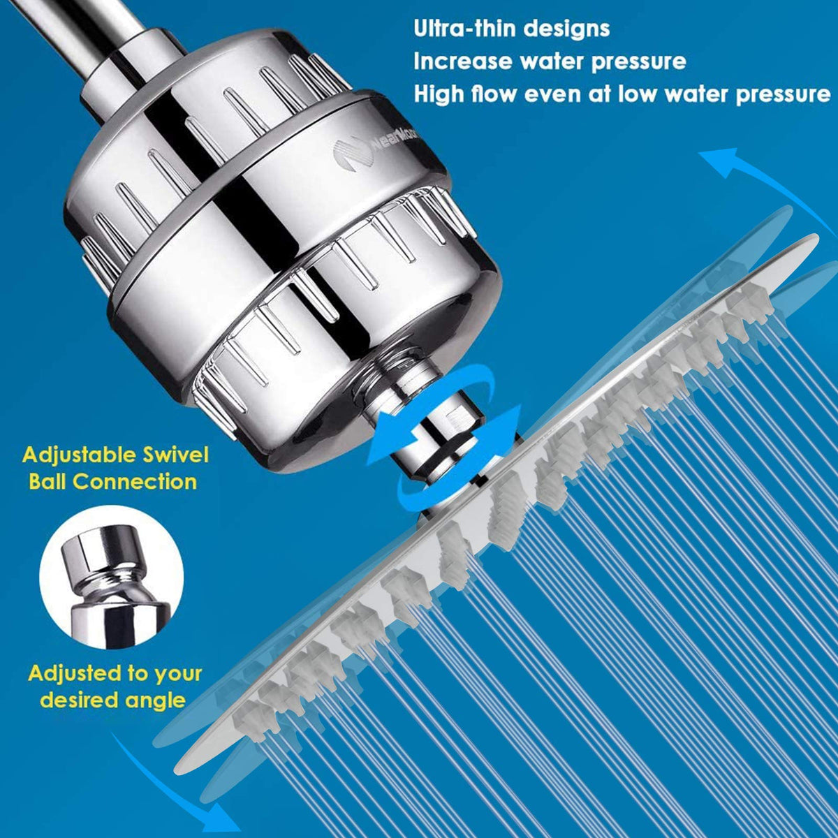 Shower Head and 15 Stage Shower Filter Combo (8 Inch / Chrome)