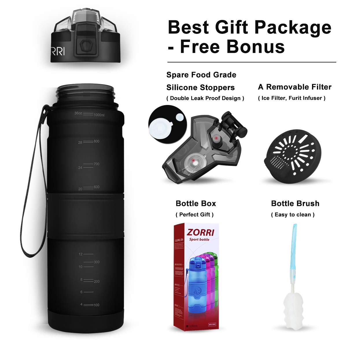Sport Water Bottle Kids (32 Ounces / Matte Black)