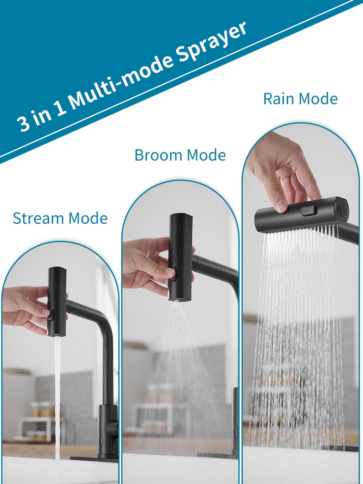 Touchless Black Kitchen Faucets with Pull Down Sprayer (Black / Touchless)