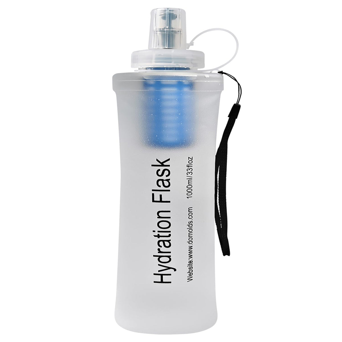 Collapsible Water Bottle with Filter for Travel Hiking Camping 1L (White-1L)