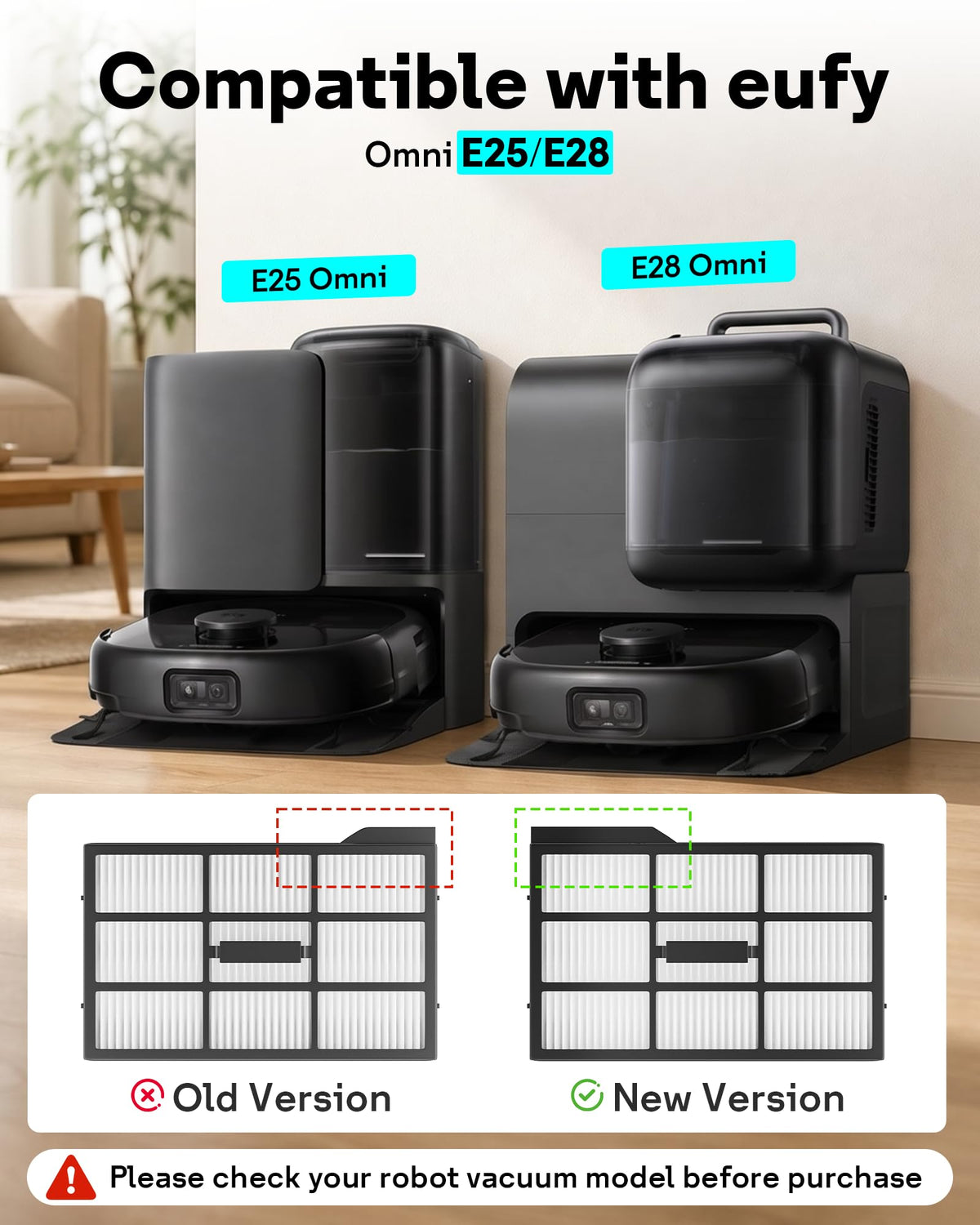 6 Pack E25 Replacement Filters for eufy E25 (6 Pack Filter)