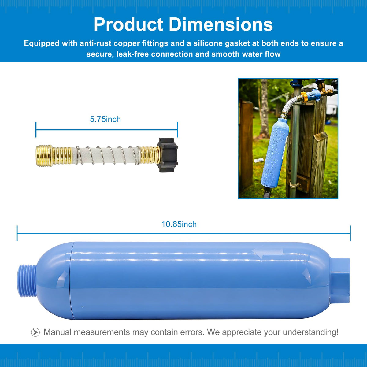 RV Inline Water Filter with 2 Flexible Hose Protectors