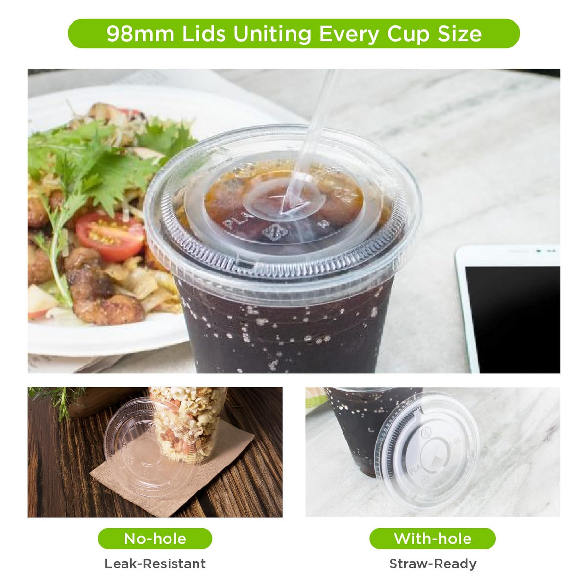 1,000 ct - 16 oz] Compostable PLA Plastic Cups, BPI Certified Disposable Renewable Cold Cups for Iced Coffee, Smoothies, and More | Green Line (16 Ounces)