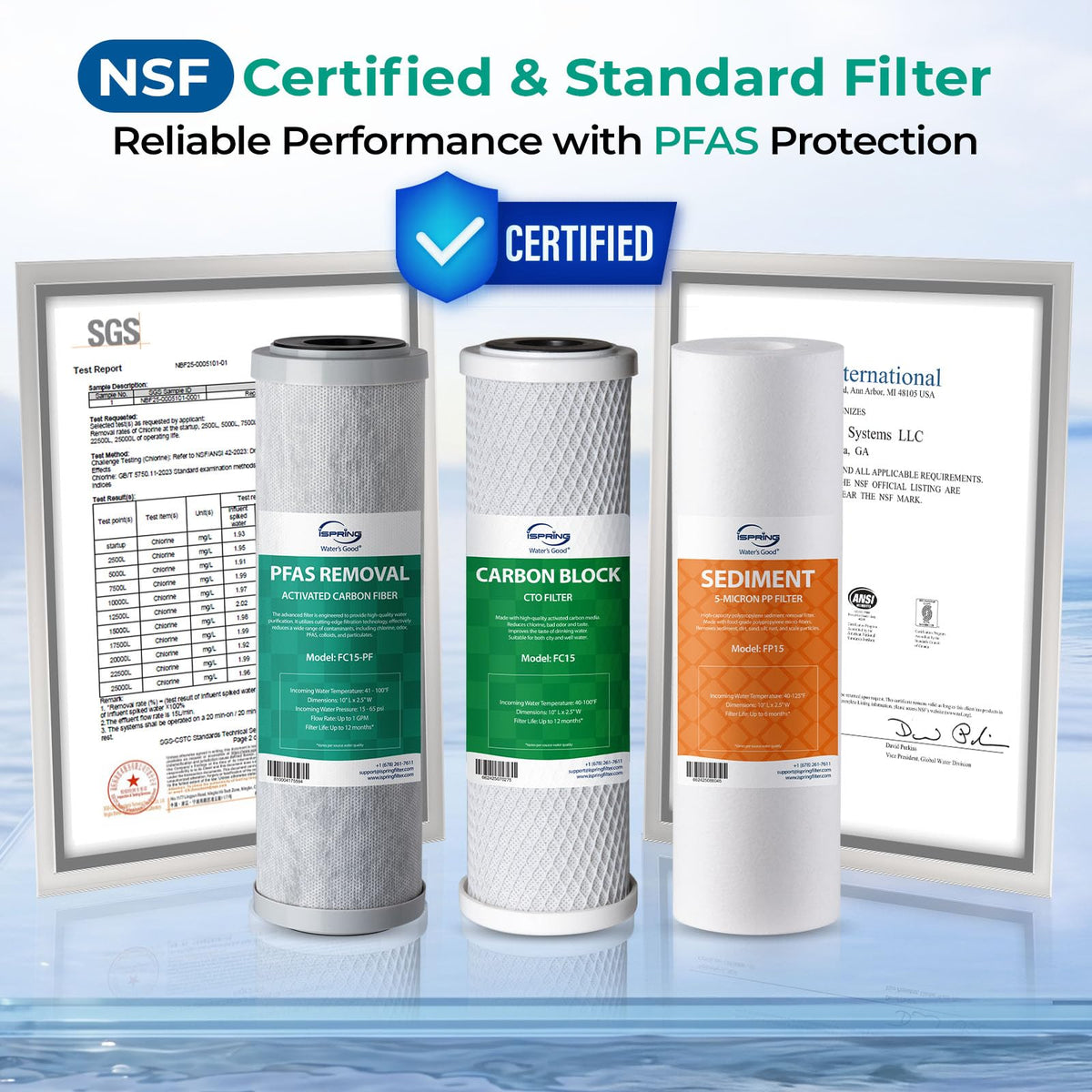 US31-PF 3-Stage Under Sink Water Filter System with Faucet, 1 Year