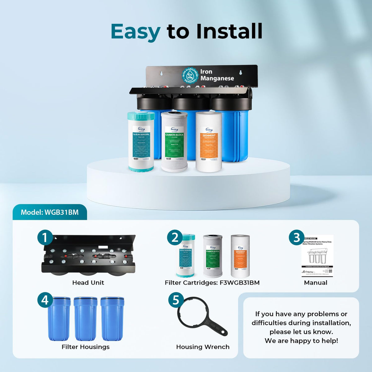 WGB31BM Iron Manganese Whole House Water Filter System