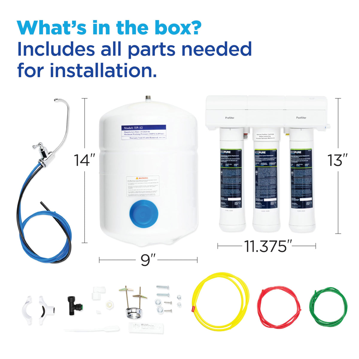 ECOP30 Premium Reverse Osmosis System (3-Stage Reverse Osmosis Water Filter)