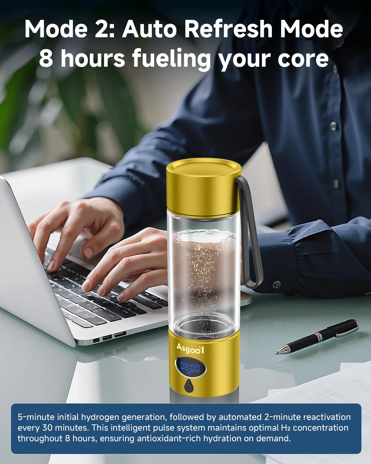 360ml Portable Hydrogen Water Bottle Generator with PEM