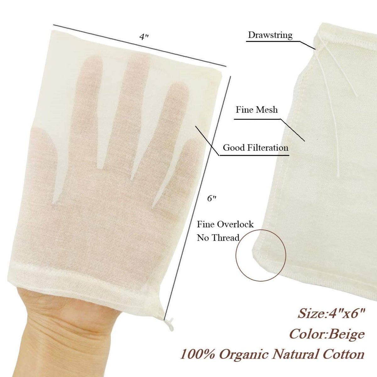 Cheesecloth Bags for Straining (X-Small,10 PACK)