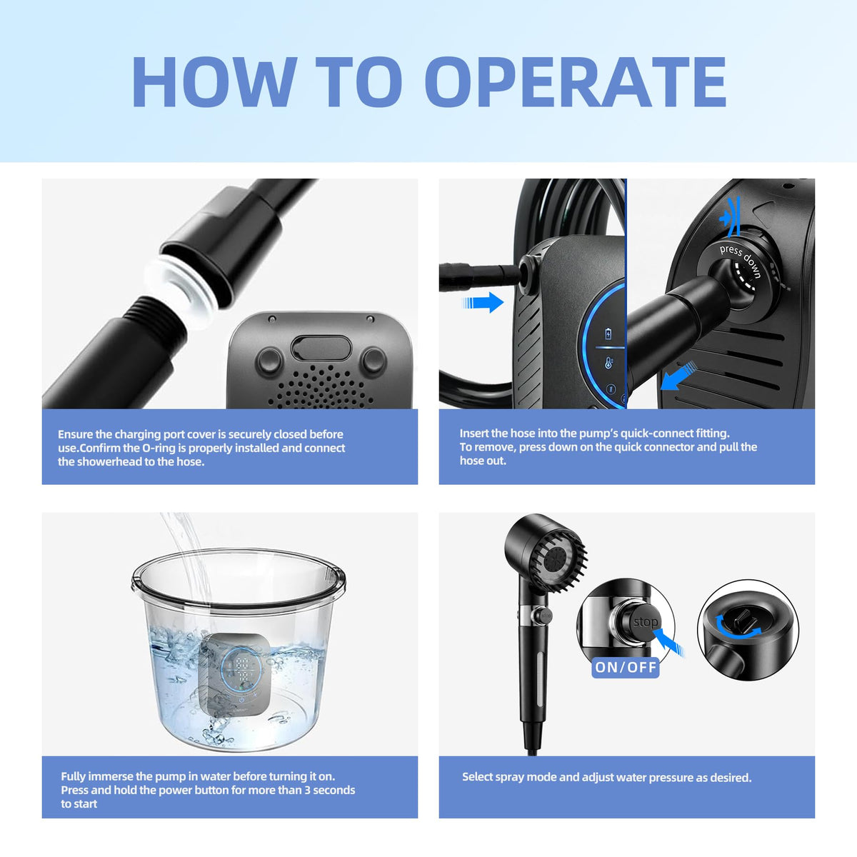 Portable Shower for Camping (BLACK)