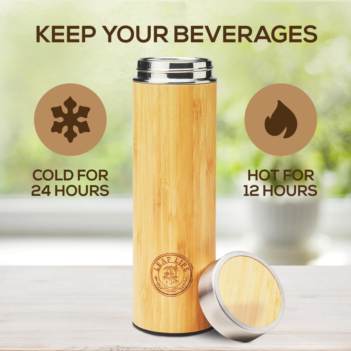 Premium Bamboo Tea Tumbler with Infuser for Loose Leaf Tea (17 Ounces)