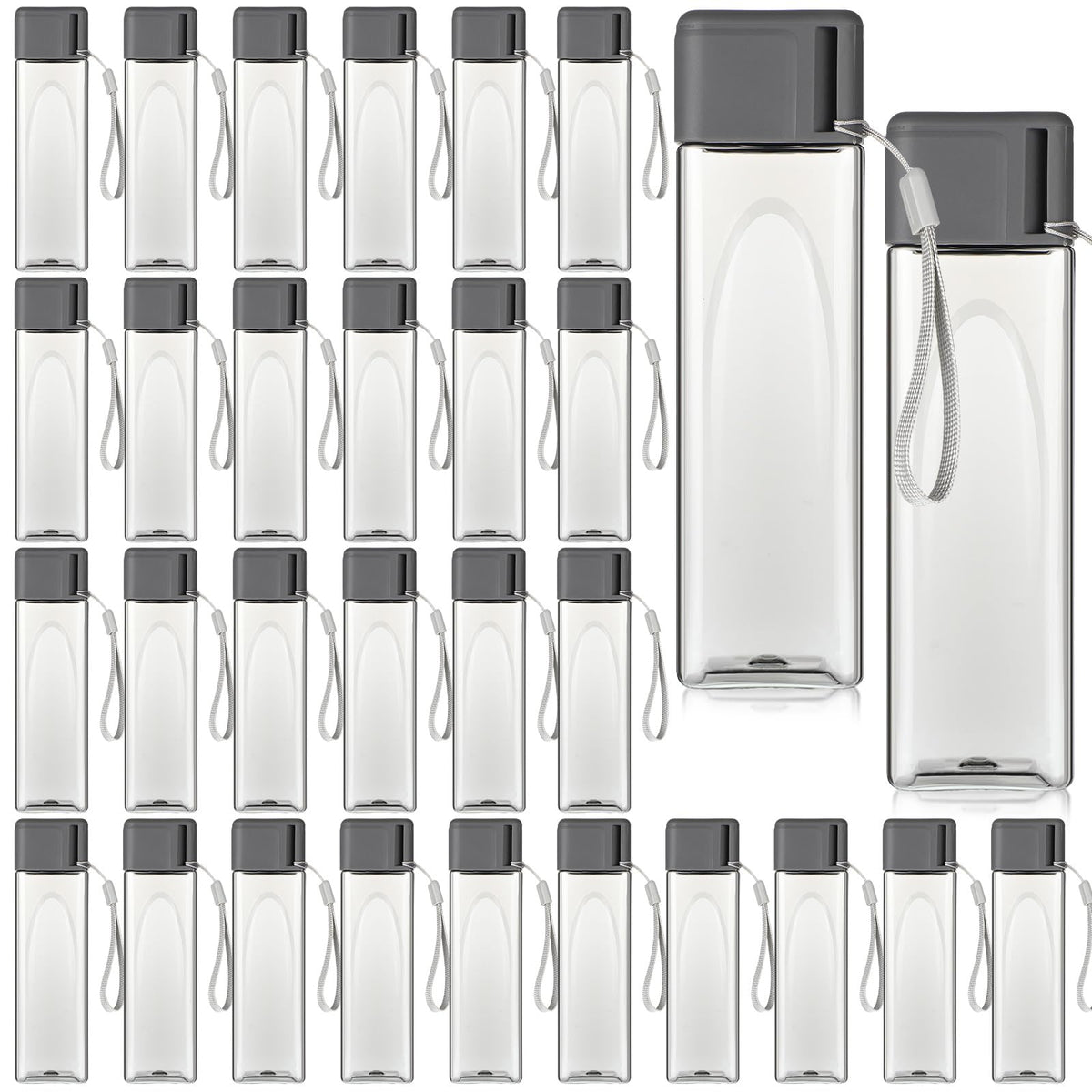 30 Pcs Water Bottles Bulk 17 Oz Plastic Leak Proof (Grey)