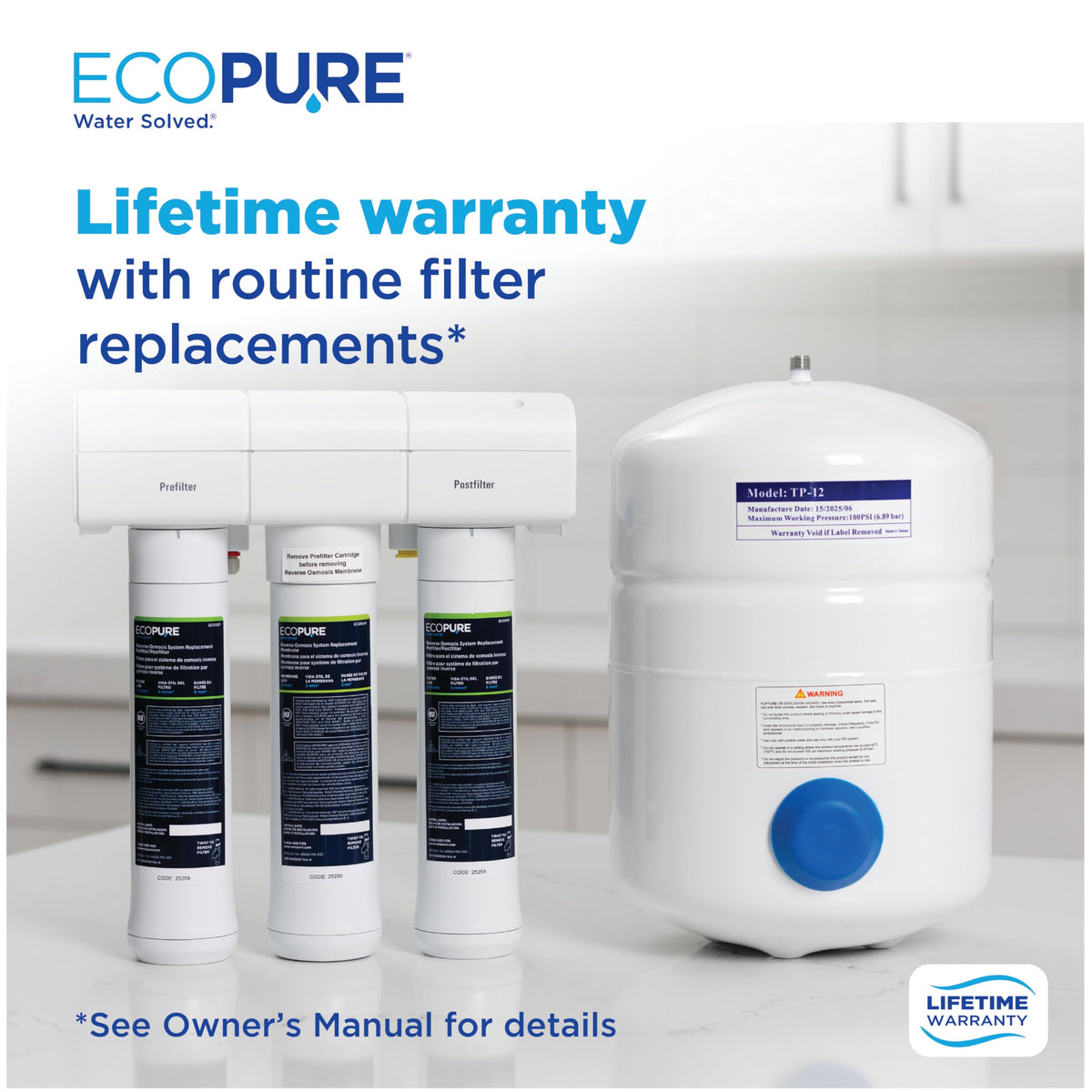 ECOP30 Premium Reverse Osmosis System (3-Stage Reverse Osmosis Water Filter)