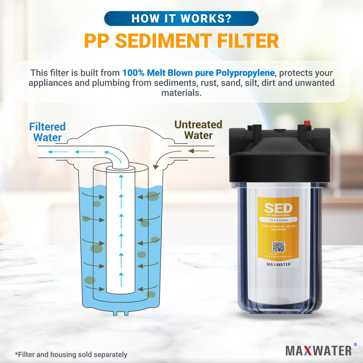 5 Micron 10 x 4.5 Whole House Sediment Water Filter Replacement Cartridge Compatible With DGD (5 Micron / 2)