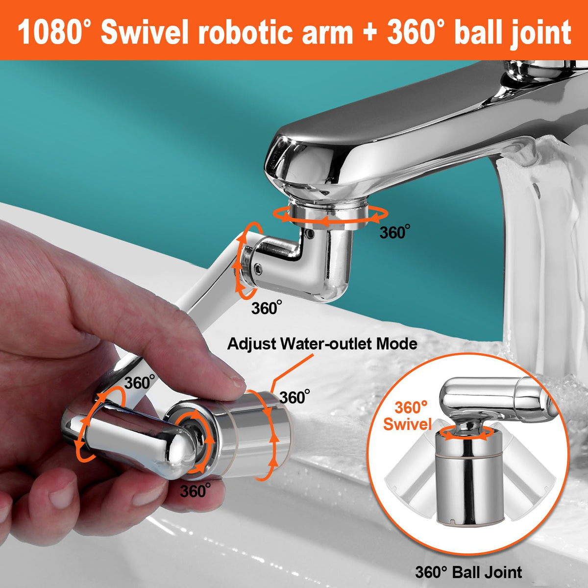 1440° Sink Faucet Extender (Silver)
