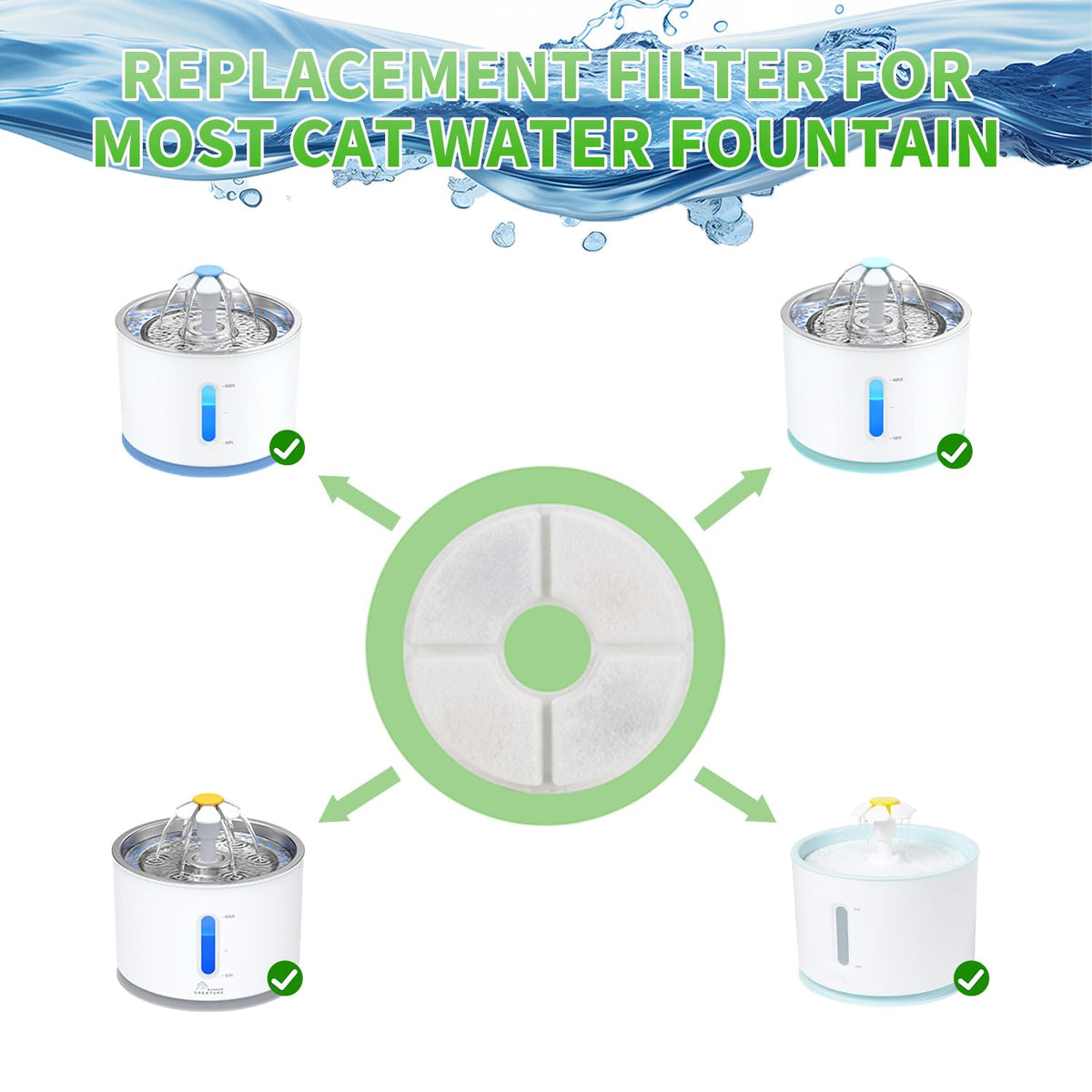 Cat Water Fountain Filter Replacement 12 Pack