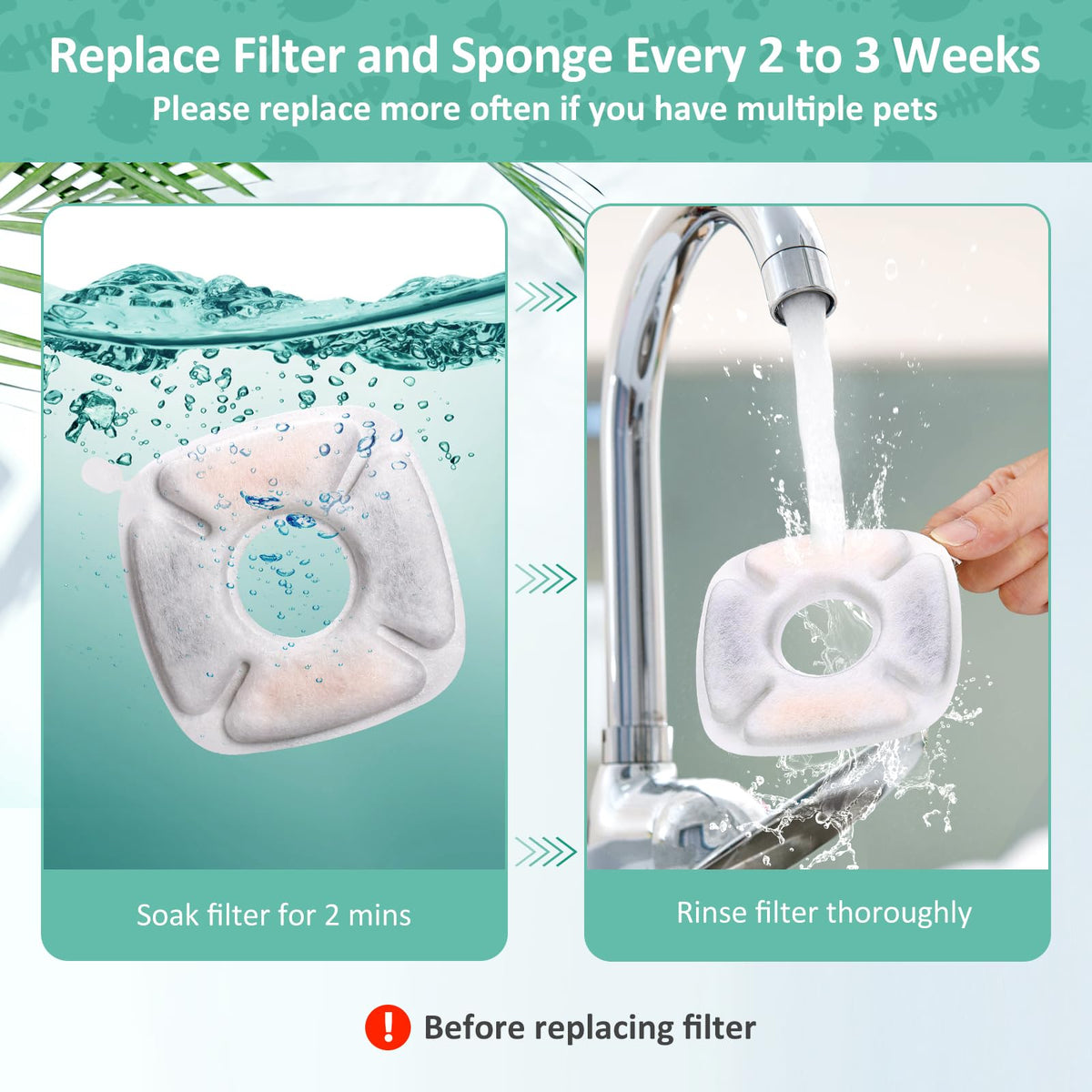 16 Pack Replacement Filters and Sponges for 50 (16+16)