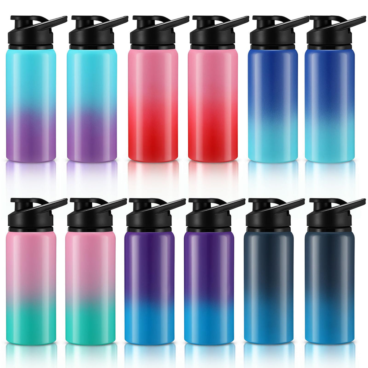 Aluminum Water Bottle Bulk (20 Ounces (Pack of 12) / Gradient 1)
