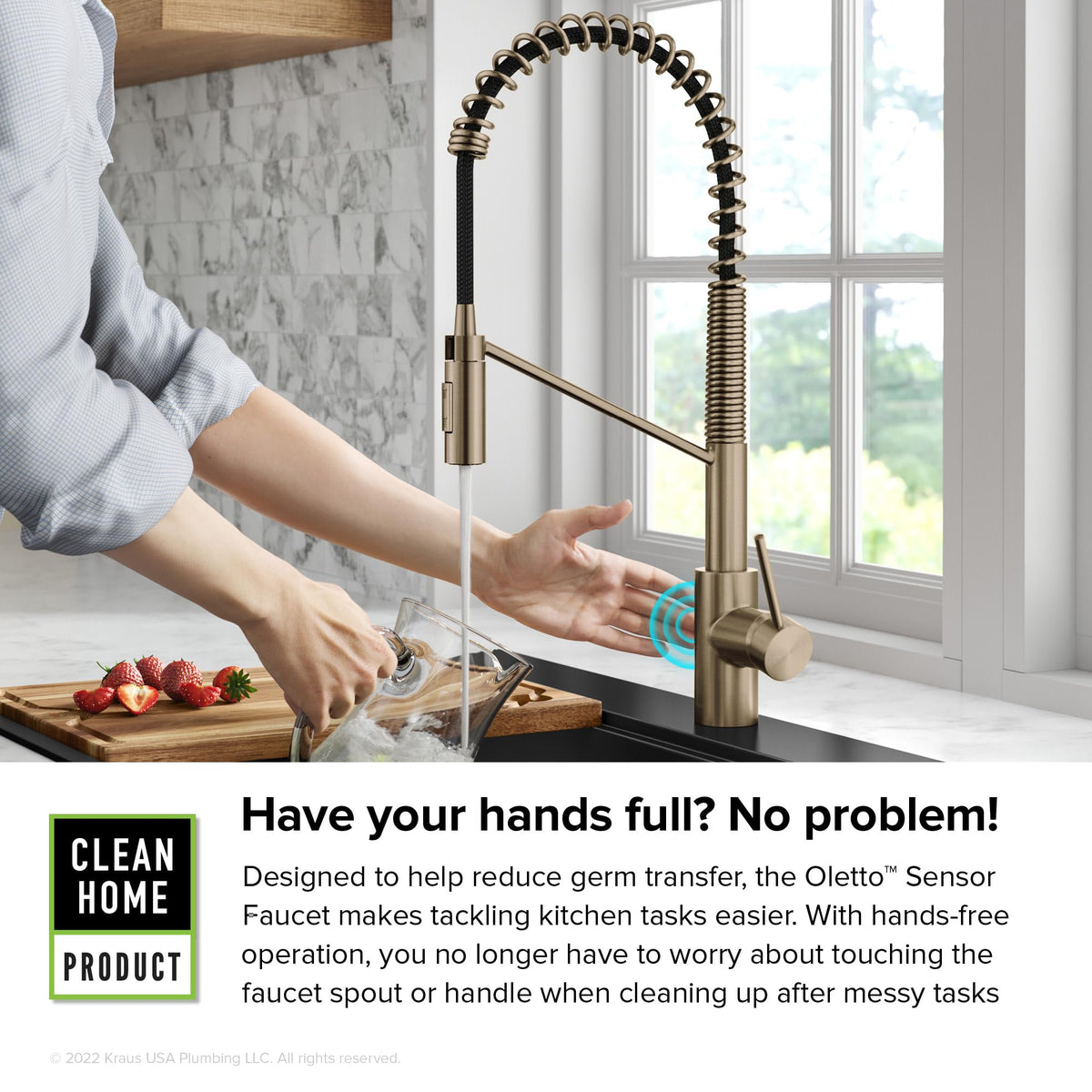 Oletto Touchless Sensor Commercial Pull (Spot-Free Antique Champagne Bronze / Touchless Commercial Style)