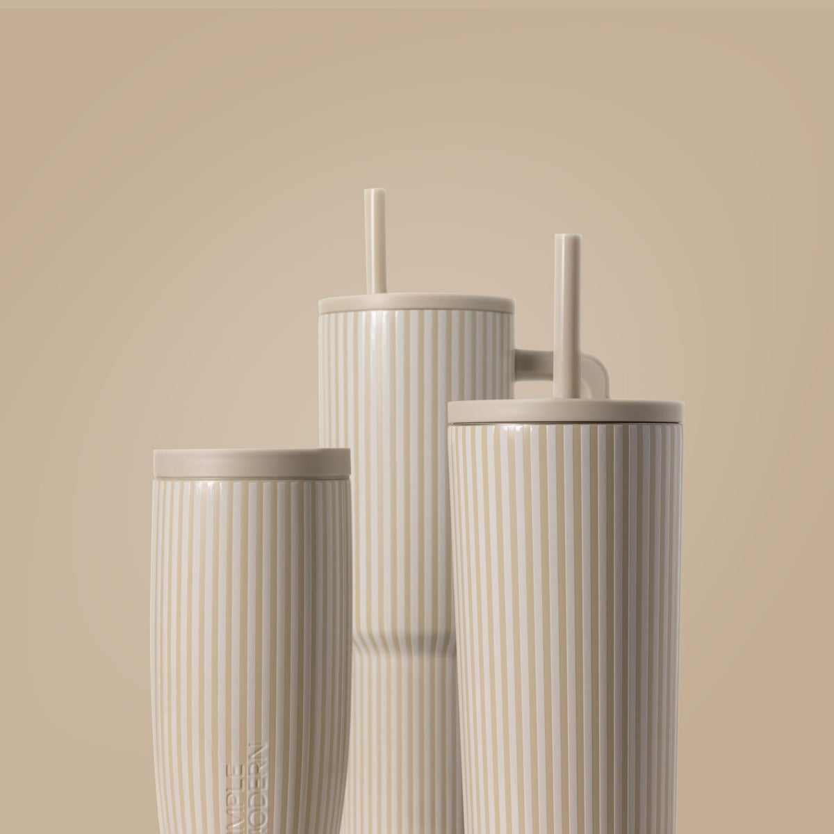 Water Bottle with Straw & Handle (24 Ounces / -Almond Birch Stripes)