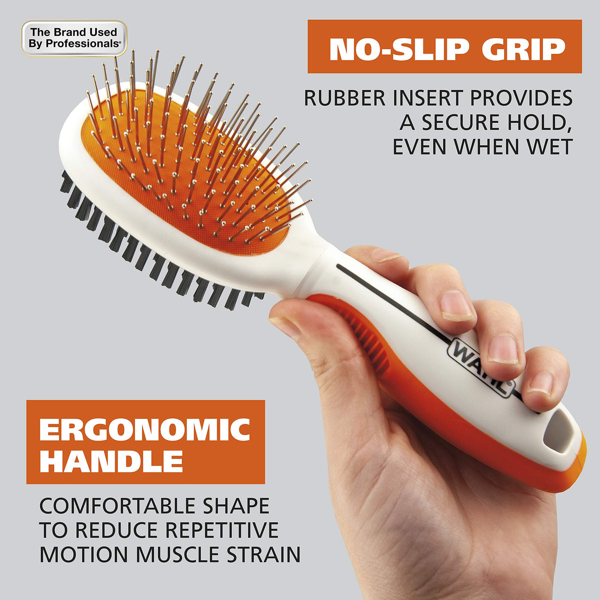 Premium Pet Double Sided Medium Pin Bristle Brush (Orange / Medium)
