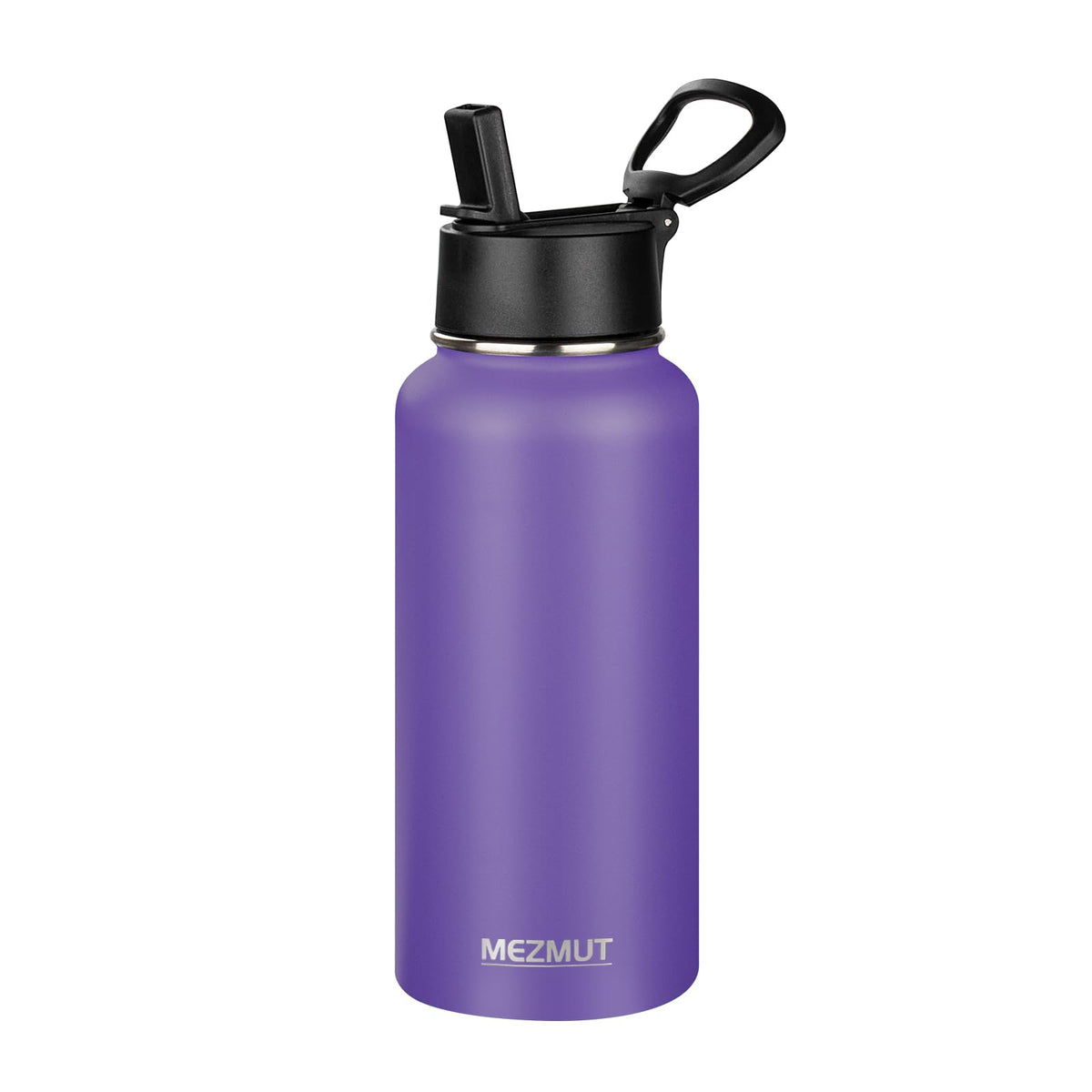 32oz Metal Sports Insulated Water Bottle with Straw Lid (Purple-1 Lid)