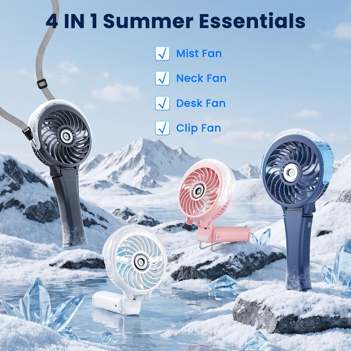 Upgraded Handheld Misting Fan (HF318C / Black)