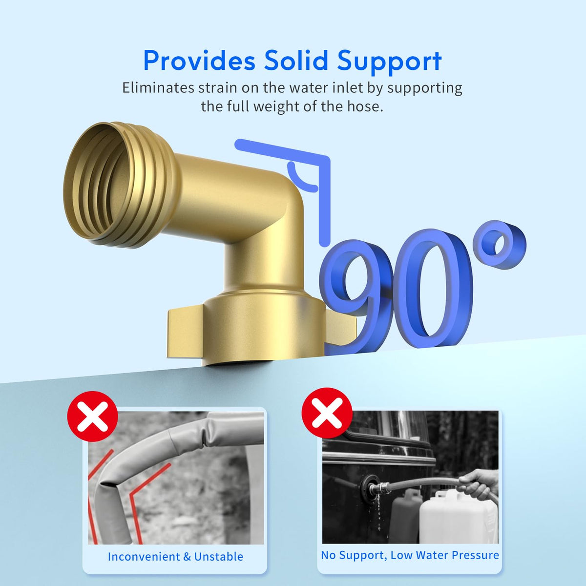 RV Water Filter with 90 Degree Elbow and Flexible Hose Protector (3 Count with Hose Elbow)