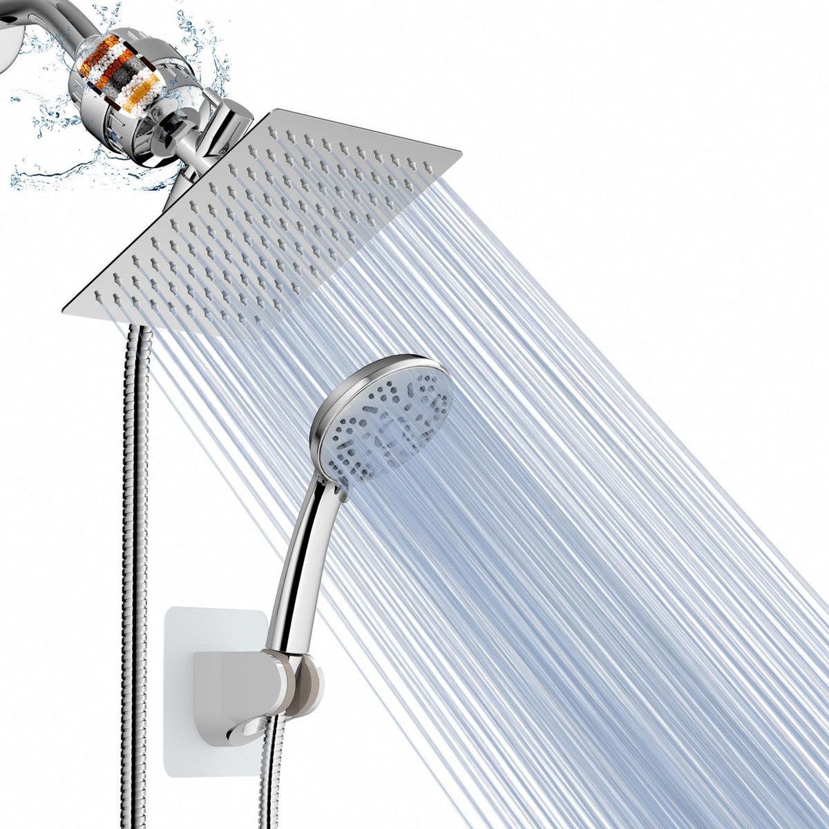 Filtered Shower Head with Handheld (Bright Silver)