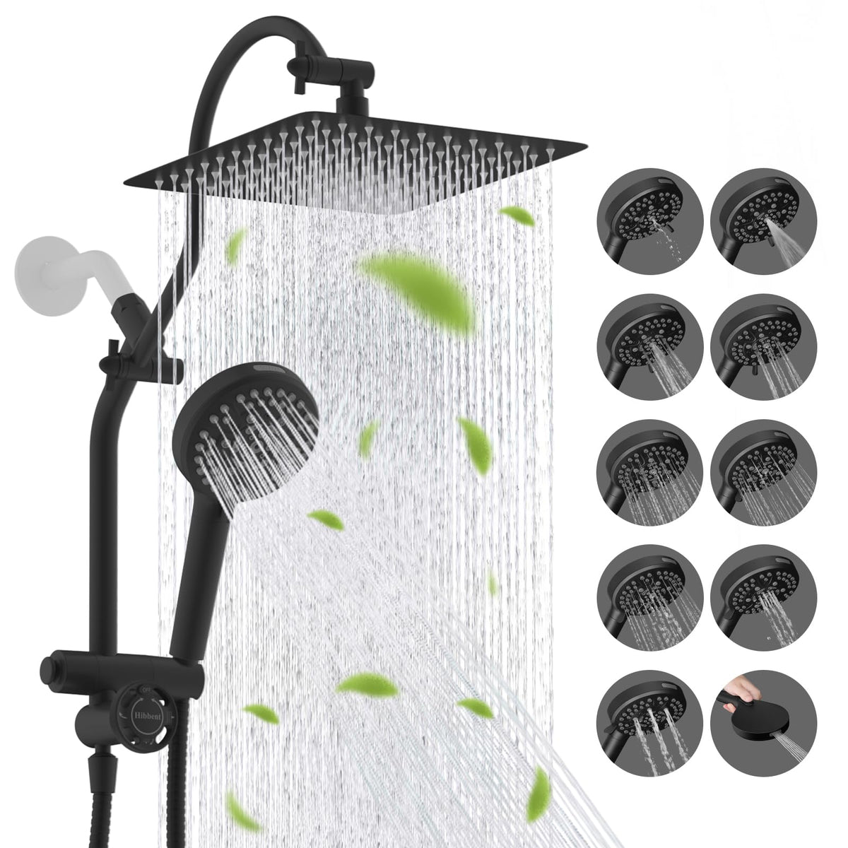 High Pressue All Metal 10" Rainfall Shower Head (Square 10" / Matte Black)