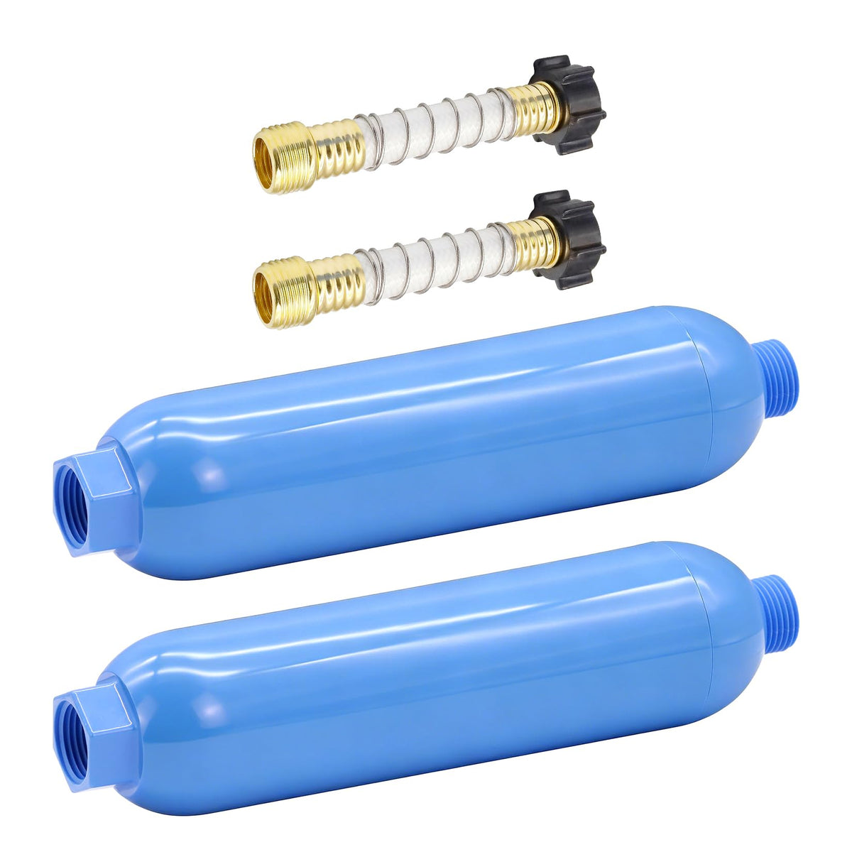 RV Inline Water Filter with 2 Flexible Hose Protectors