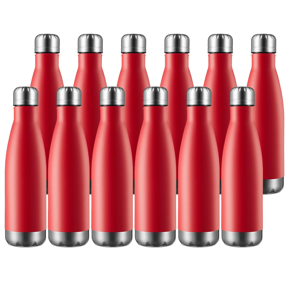 17oz Sport Water Bottle 12 Pack Vacuum Insulated Stainless Steel Leak (Red)