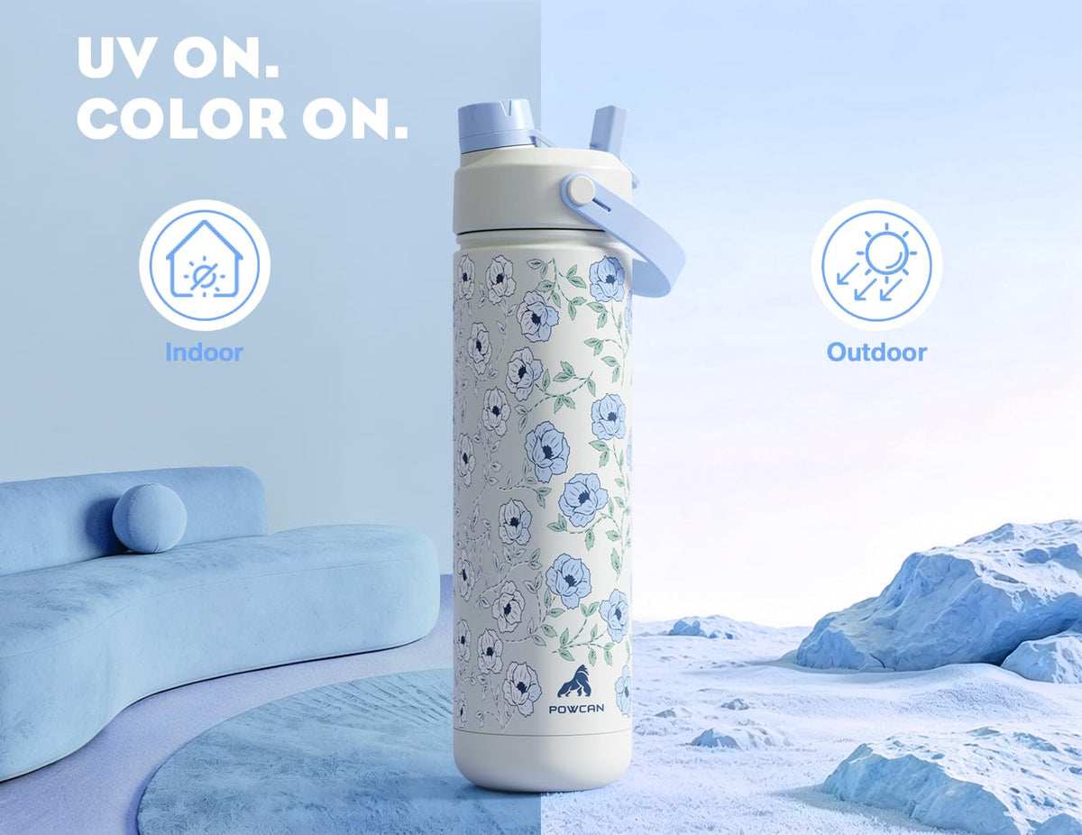 26 oz Insulated Water Bottle (Blue Awakening (UV-Activated) / 26 Ounces)