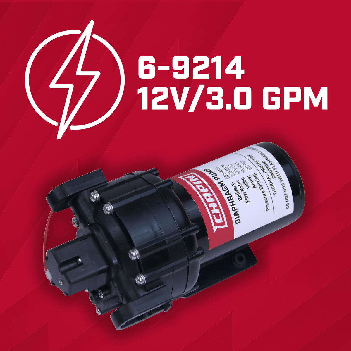 6-9214 12V/3.0 GPM 60 PSI Self-Priming Diaphragm Water Pump for ATVs, Marine, Boating, Water Supply, Camping, RV Recreation & Boom Spray Systems (3.0 GPM Self-Priming)