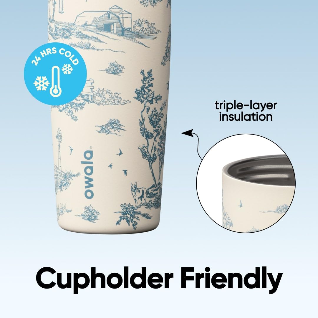 FreeSip Sway Stainless Steel Water Bottle 30 oz Toile Be Home (Toile Be Home / 30 Ounces)